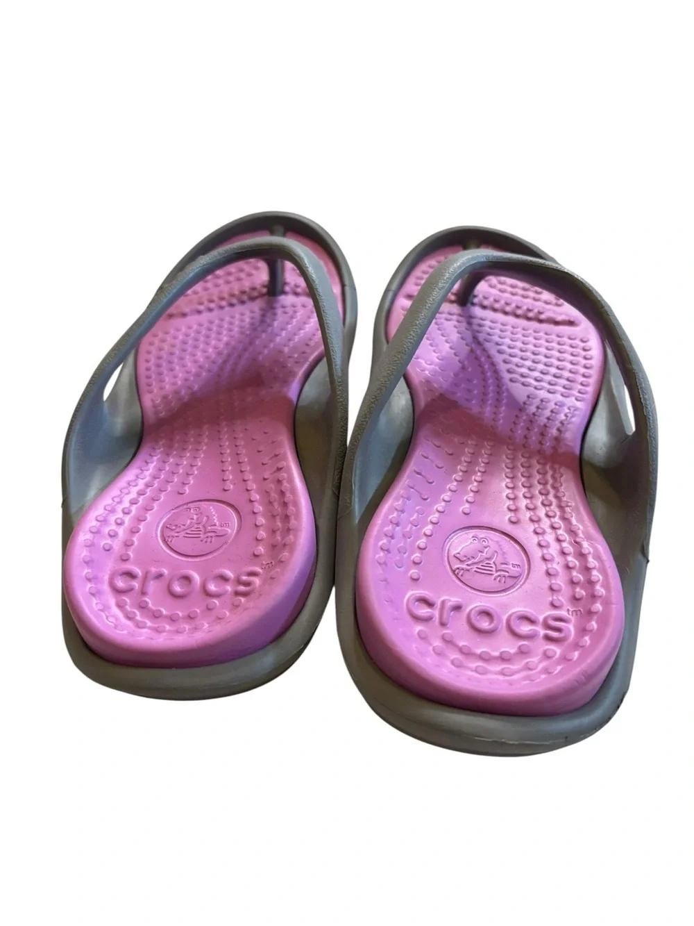 CROCS Athens Flip Thong Sandals in Two-Tone Pink and Gray Women’s Size 8 - Picture 5 of 6